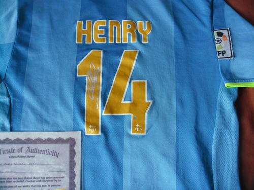 Barcelona Away Thierry Henry signed Football / Soccer shirt + COA