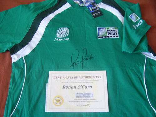 Ronan OGara Signed Ireland World Cup 2007 Collectors shirt + Certificate