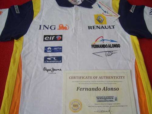 Fernando Alonso official signed Formula 1 shirt + Certificate