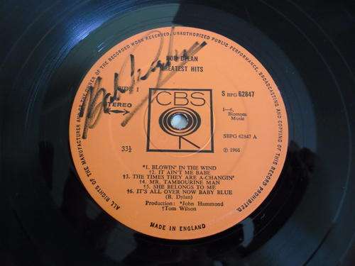 Wow! Bob Dylan Signed LP + COA