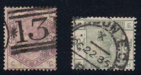 G.B - 1883 - 3d PURPLE & 6d GREEN - VERY RARE! ZAR6500++++