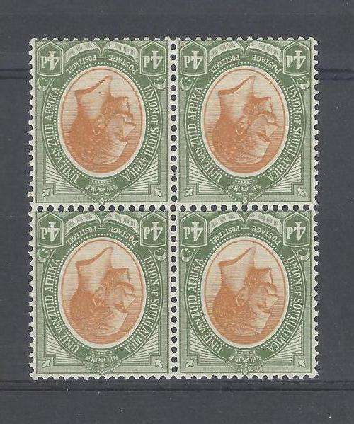 KINGSHEAD BLOCK OF FOUR x 4d. INVERTED W/MARK (SACC 9b)