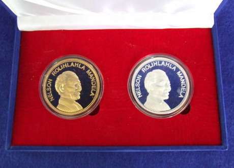 President Mandela Commemorative Silver & Gold-Plated 2 Medallion Set