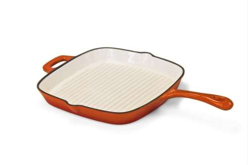 Cast Iron Square Skillet Pan - Orange