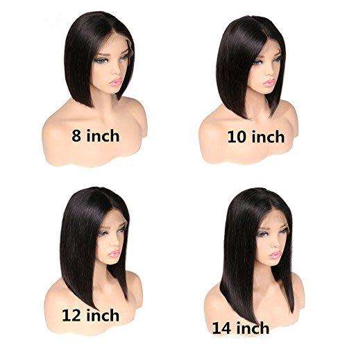 Unprocessed Virgin Brazilian Bob Wig Straight -  Human Hair 8 Inches - Natural colour