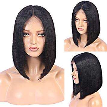 Unprocessed Virgin Brazilian Bob Wig Straight -  Human Hair 8 Inches - Natural colour