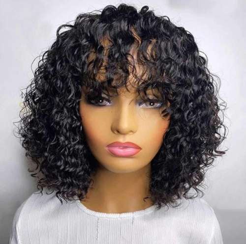 Brazilian Human Hair Waterwave Wig with Bangs/Fringe - 8 Inches - ** SALE ** SALE **