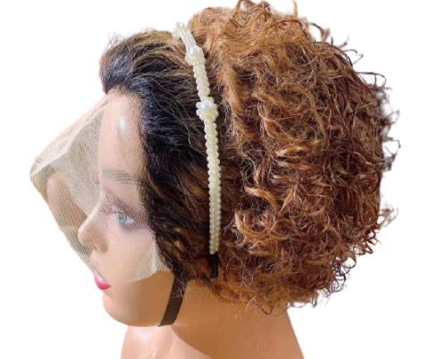 Brazilian Curly Human Hair Pixie Ear-to-Ear Lace Frontal Wig - Grade 11A