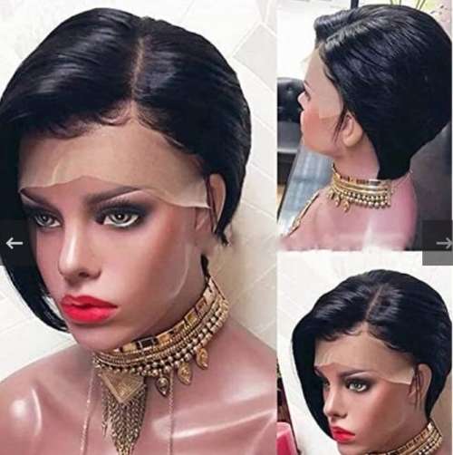 Brazilian T-part Pixie 13x1 Natural Wave Lace Frontal Wig -1B  - Grade 13A