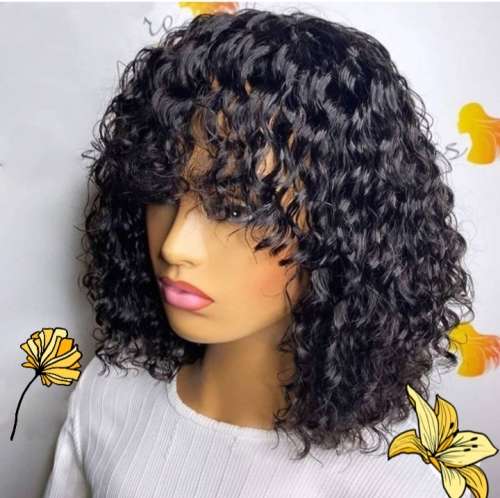 Brazilian Human Hair Waterwave Wig with Fringe -SALE - 10 Inches ** PLEASE READ **