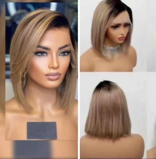 Virgin Brazilian 13x1 Lace Front Wig Colour 1B/18 - Straight Human Hair 12 Inches - Grade 12A