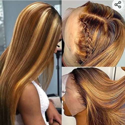20 Inch 100% Virgin Brazilian Straight 13x4 Full Front Lace Wig - Blonde Highlights **Please Read*