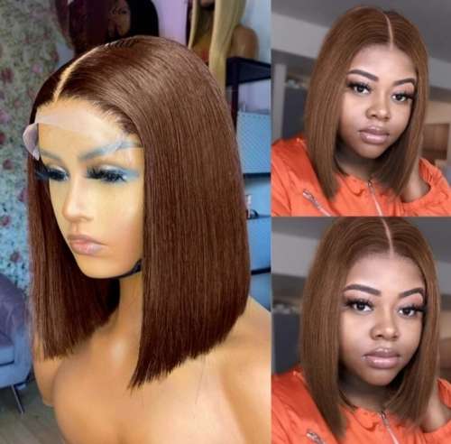 Brazilian Straight Full Lace Front Wig - Colour 4 - 12 Inch