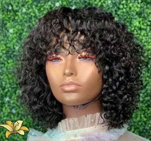 Brazilian Human Hair Waterwave Wig with Fringe -SALE - 10 Inches ** PLEASE READ **