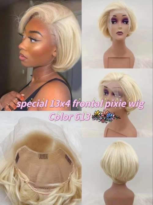 Brazilian T-part Pixie 13x4 Full Lace Frontal Bob Wig - 613 Blonde