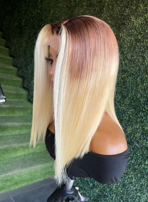 12 Inch Brazilian 13x4 Straight Lace Frontal Bob Wig - Colour 4/613