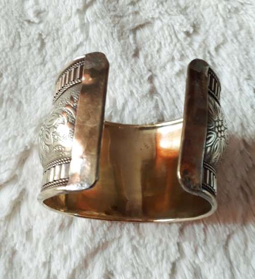 Vintage brass ornate cuff bangle