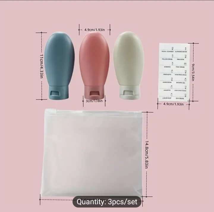 Refillable Silicone Cosmetic Bottles 3 pce set