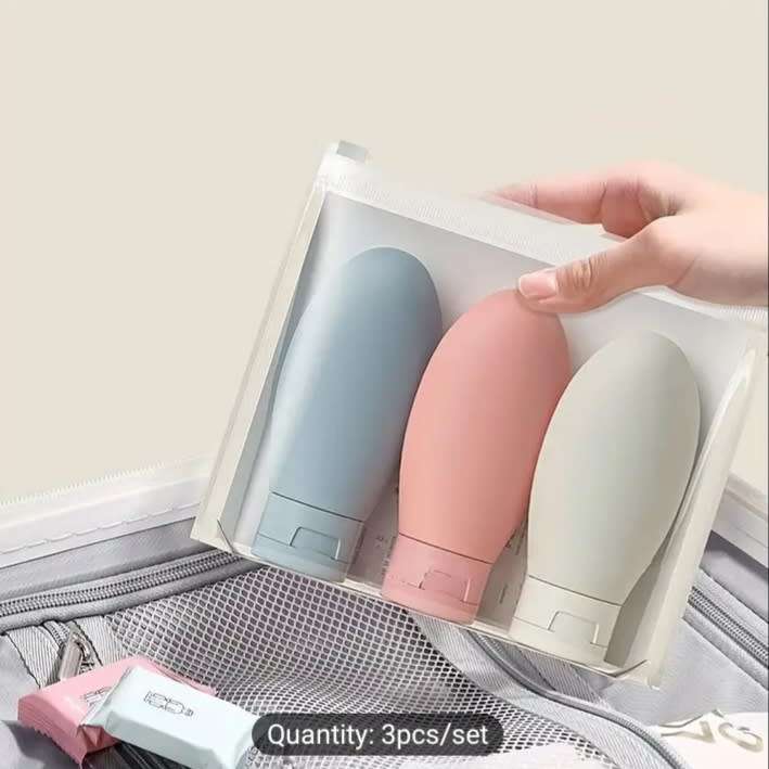 Refillable Silicone Cosmetic Bottles 3 pce set