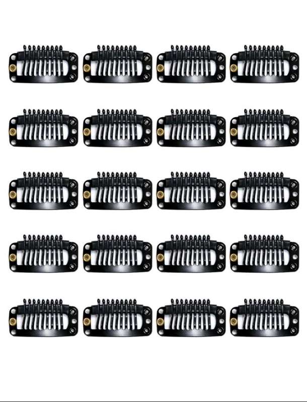 20 Pack Metal Wig Clips - Clip-ins for weaves and  wigs Black