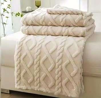 Fleece Throw Blanket - Cream colour