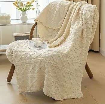 Fleece Throw Blanket - Cream colour