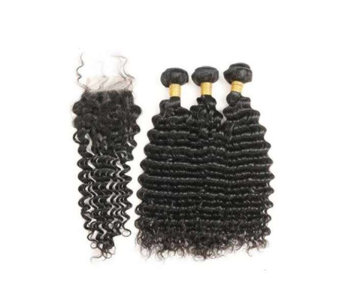 Brazilian Jerry Curl Hair 3 Bundles 12 Inches plus closure - Grade 12A
