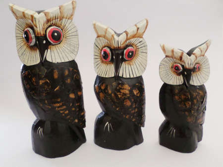 Wooden Decorative Owl Family Set Ornaments