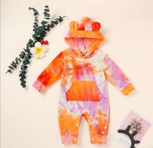 Cute tie die valvet babygrow
