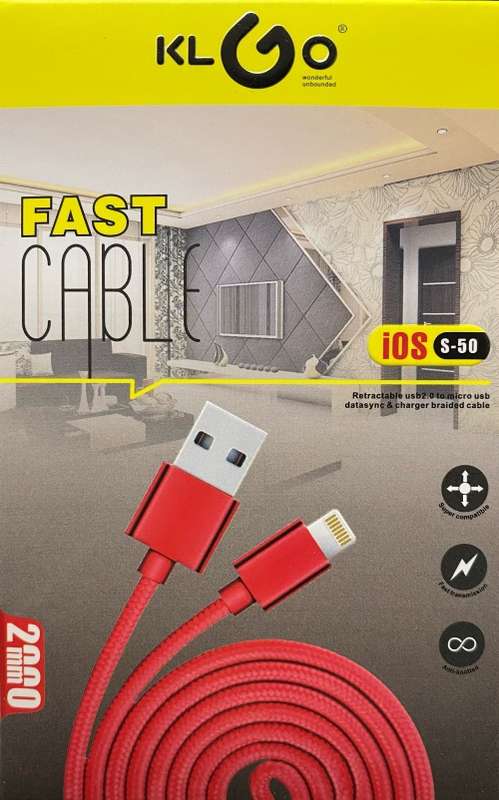 KLGO FAST CHARGING CABLE IOS S-50 2000MM