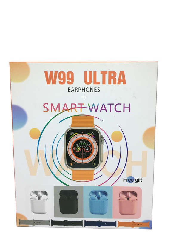 W99 ULTRA + Earphones Smart Watch - White