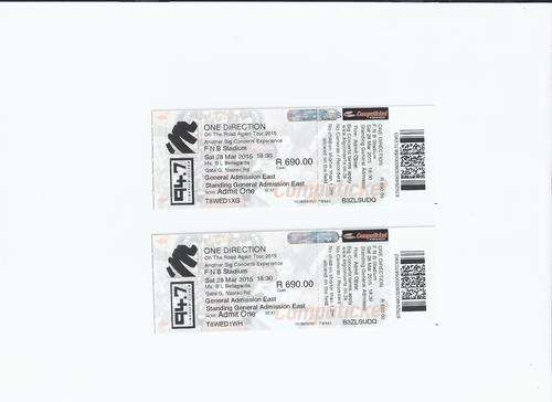 One direction Two Tickets 28 FNB Stadium Free Standing on Field
