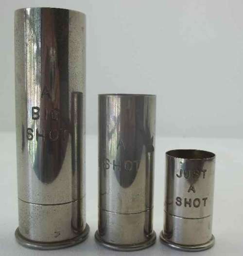 Quirky - 3X Faux Bullet Casing Tot Measures: A Big Shot; A Shot; Just A Shot - Tallest 13cm