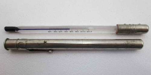 Vintage Brannon London Mercury Thermometer In Metal Case - Length 14,5cm