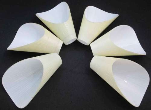 6X Lovely Vintage Pale Yellow Glass Lampshades - 10cm/15cm