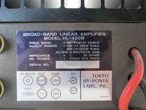 Tokyo HY-Power Labs Broad Band Linear Amplifier Model HL-400B