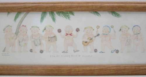 Cheeky Dianne L Patterson Framed Behind Glass Print - "I've Got A Lovely Bunch Of Coconuts"- 38/16cm
