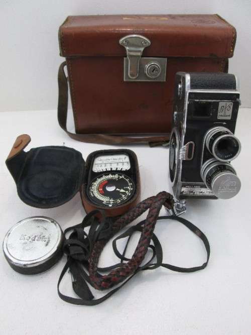 Vintage 1953 Bolex Paillard B-8 8mm Movie Camera + Weston Master II Light Meter + Unused Kodak Film