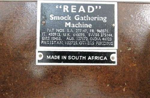 Read Smock Gathering Machine, Made In South Africa
