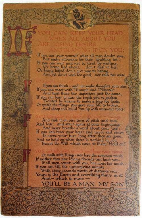 Vintage Rudyard Kipling Poem Print - 31,5cm/20,5cm