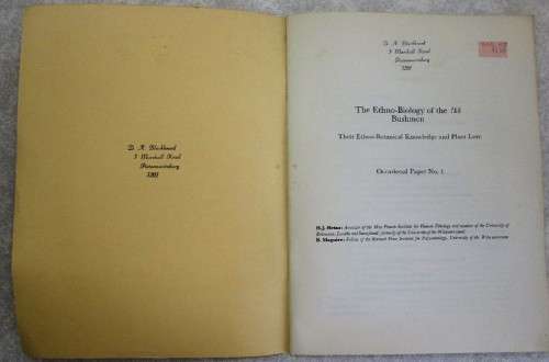 The Ethnobiology Of The !ko Bushmen, Occasional Paper 1 - HJ Heinz, B Maguire - Botswana Society
