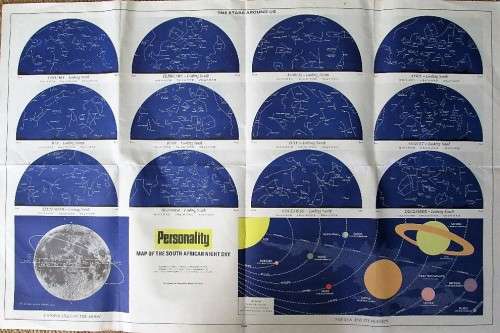 Personality Map Of The South African Night Sky, 1967 - 101cm/66cm