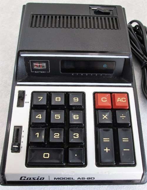 Vintage Casio Model AS-8D Green LCD Calculator