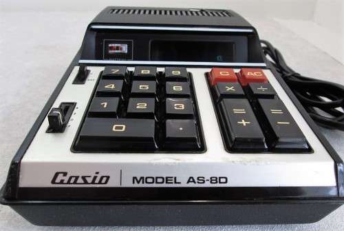 Vintage Casio Model AS-8D Green LCD Calculator