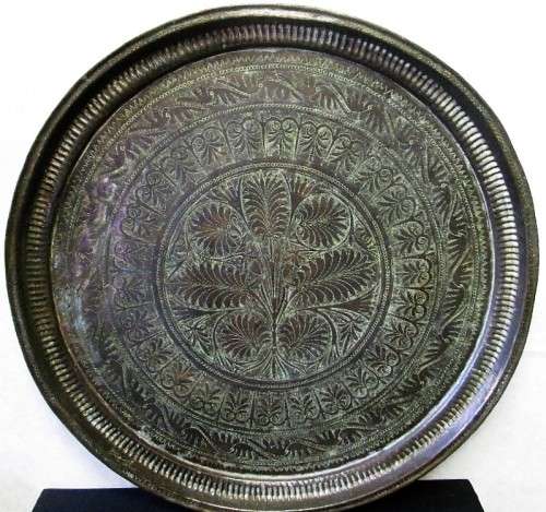 Very Large Old Copper Engraved Plate, Signed In 2 Places - Diameter 77,5cm, Weight 5,4kg