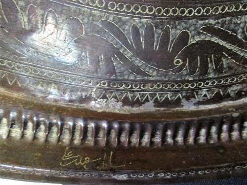 Very Large Old Copper Engraved Plate, Signed In 2 Places - Diameter 77,5cm, Weight 5,4kg