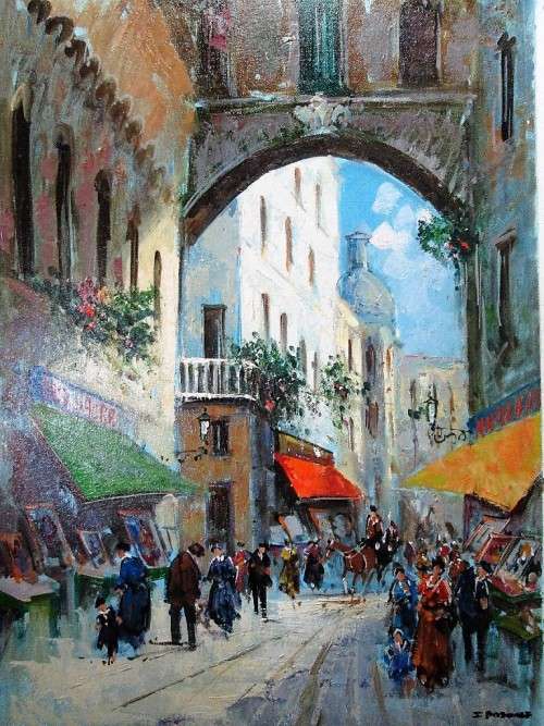 Absolutely Stunning Vibrantly Coloured, Large Oil Painting On Board - Painting Size: 75cm/54,5cm