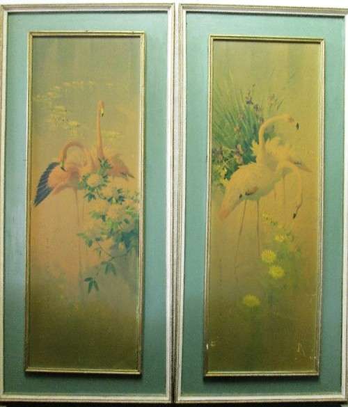 Popular Retro Kitsch Framed Vernon Ward Flamingo Prints - Total Size: 91cm/40cm