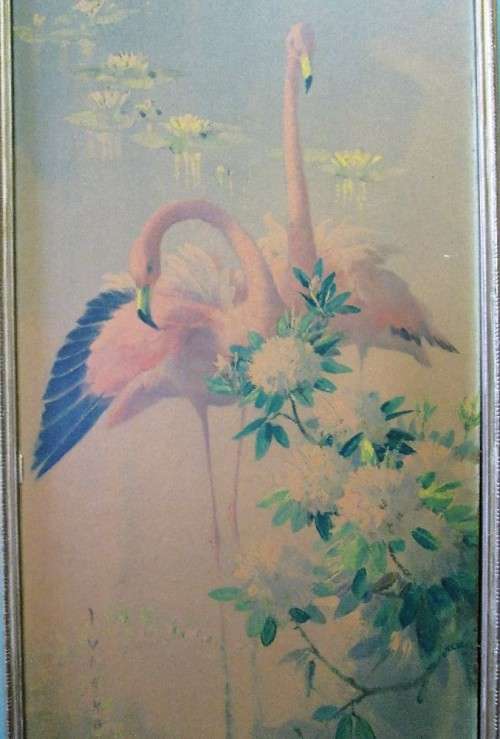 Popular Retro Kitsch Framed Vernon Ward Flamingo Prints - Total Size: 91cm/40cm