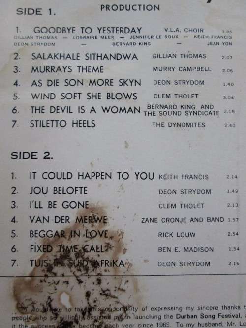 The 1967 Durban Song Festival: The Annual South African Song Writing Competition - Teal, VLA 102